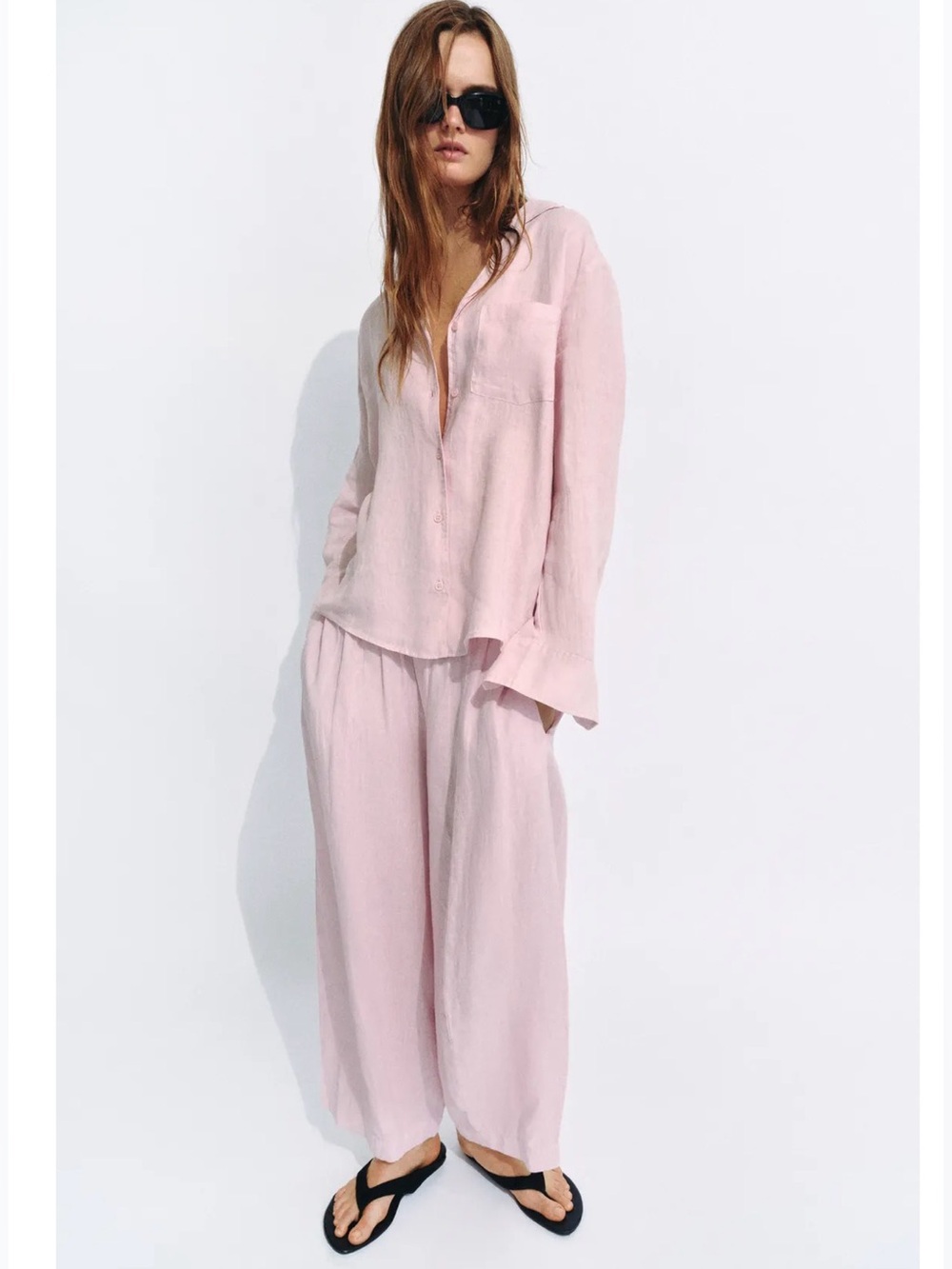 ZW Collection Zara Linen Barrel Pant in Light Mauve Pink